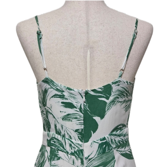 INA Tropical Print Jumpsuit Green Palm Leaf Tie Front Wide Leg Size Medium - Picture 6 of 16